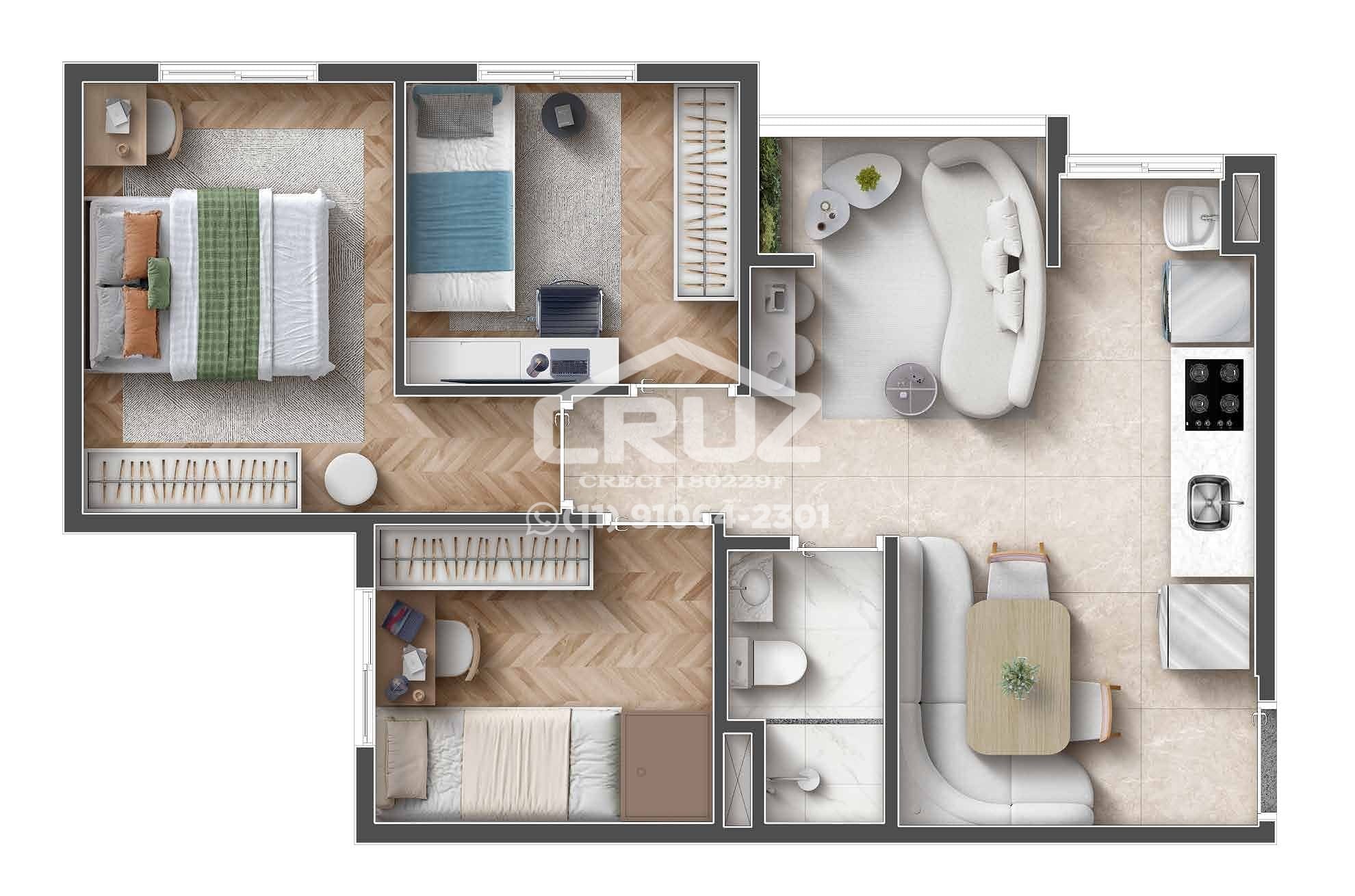 Apartamento, 3 quartos, 48 m² - Foto 2