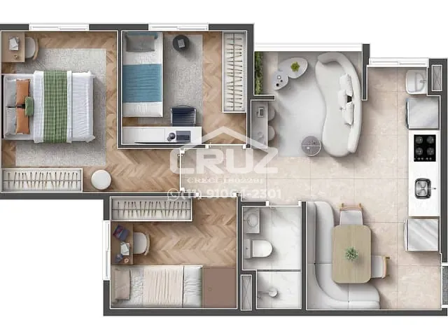 Apartamento 3 quartos e 1 banheiro, à venda, no bairro Jardins (Polvilho) em Cajamar
