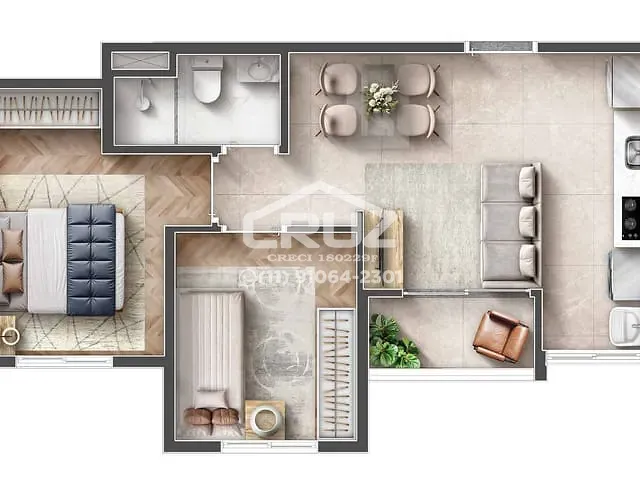 Apartamento 3 quartos e 1 banheiro, à venda, no bairro Jardins (Polvilho) em Cajamar