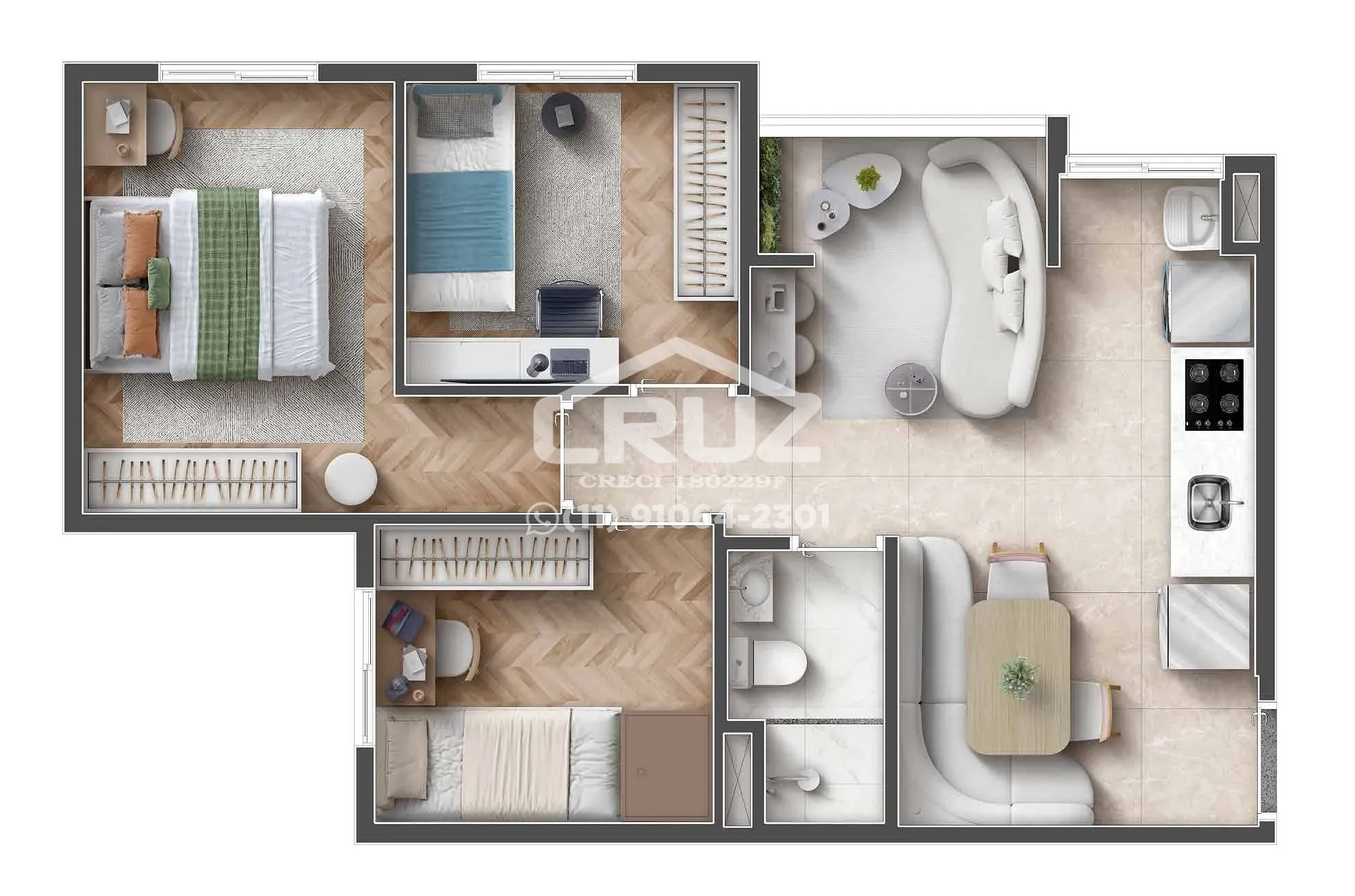 Apartamento, 3 quartos, 48 m² - Foto 2