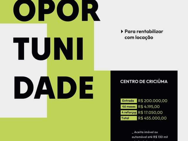 Apartamento 3 quartos e 1 banheiro, à venda, no bairro Centro em Criciúma
