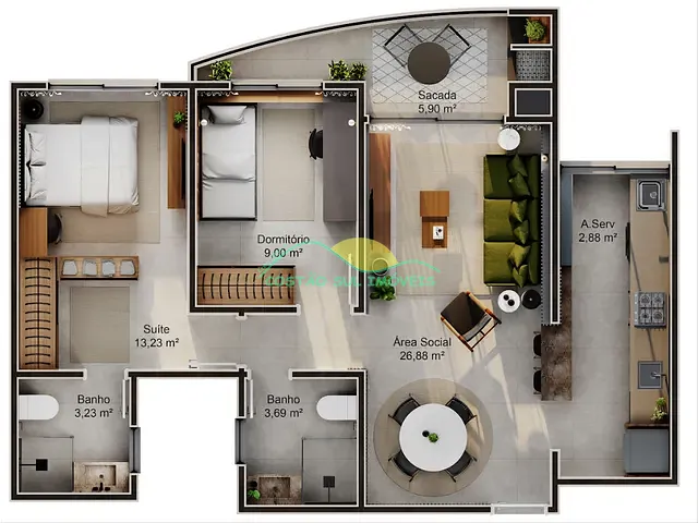 Apartamento 2 quartos e 2 banheiros, à venda, no bairro Monte Verde em Florianópolis