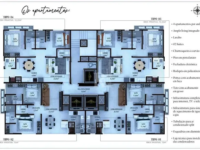 Apartamento 2 quartos e 2 banheiros, à venda, no bairro Perequê em Porto Belo