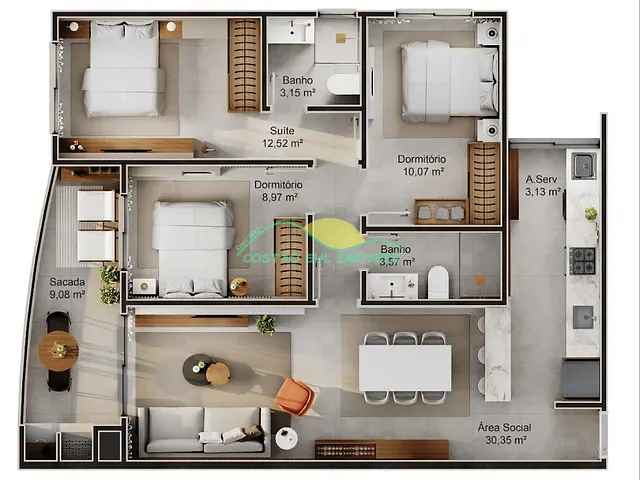 Apartamento 3 quartos e 2 banheiros, à venda, no bairro Monte Verde em Florianópolis