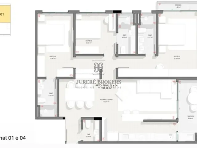 Apartamento com 254m² 3 quartos e 4 banheiros, à venda, no bairro Jurerê em Florianópolis