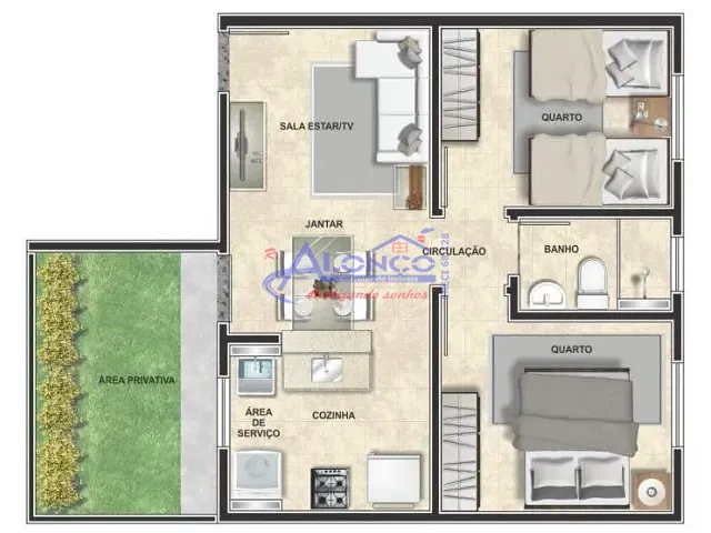 Apartamento com 54m² 2 quartos e 1 banheiro, à venda, no bairro Jardim Yolanda em Jacareí