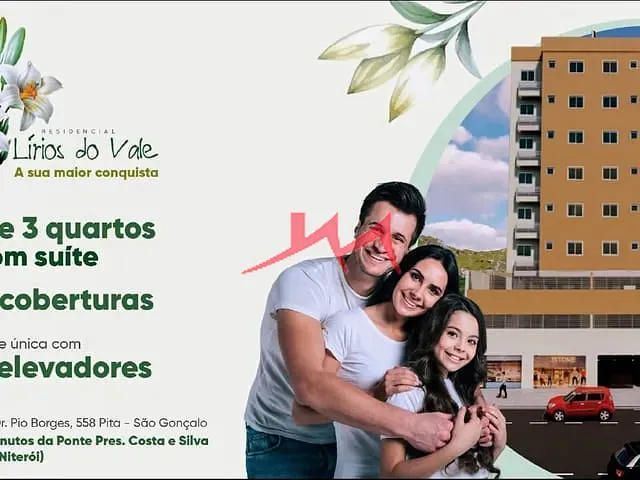 Apartamento com 66m² 3 quartos e 2 banheiros, à venda, no bairro Pita em São Gonçalo