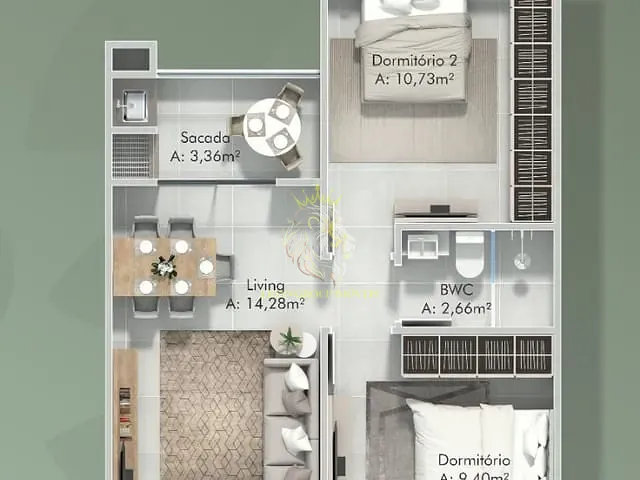 Apartamento 2 quartos e 2 banheiros, à venda, no bairro São Francisco de Assis em Camboriú