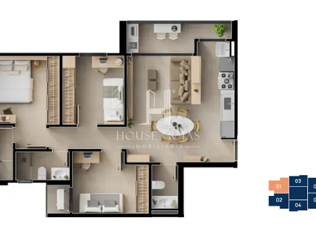 Apartamento com 80m² 3 quartos e 3 banheiros, à venda, no bairro Jardim Atlântico em Goiânia
