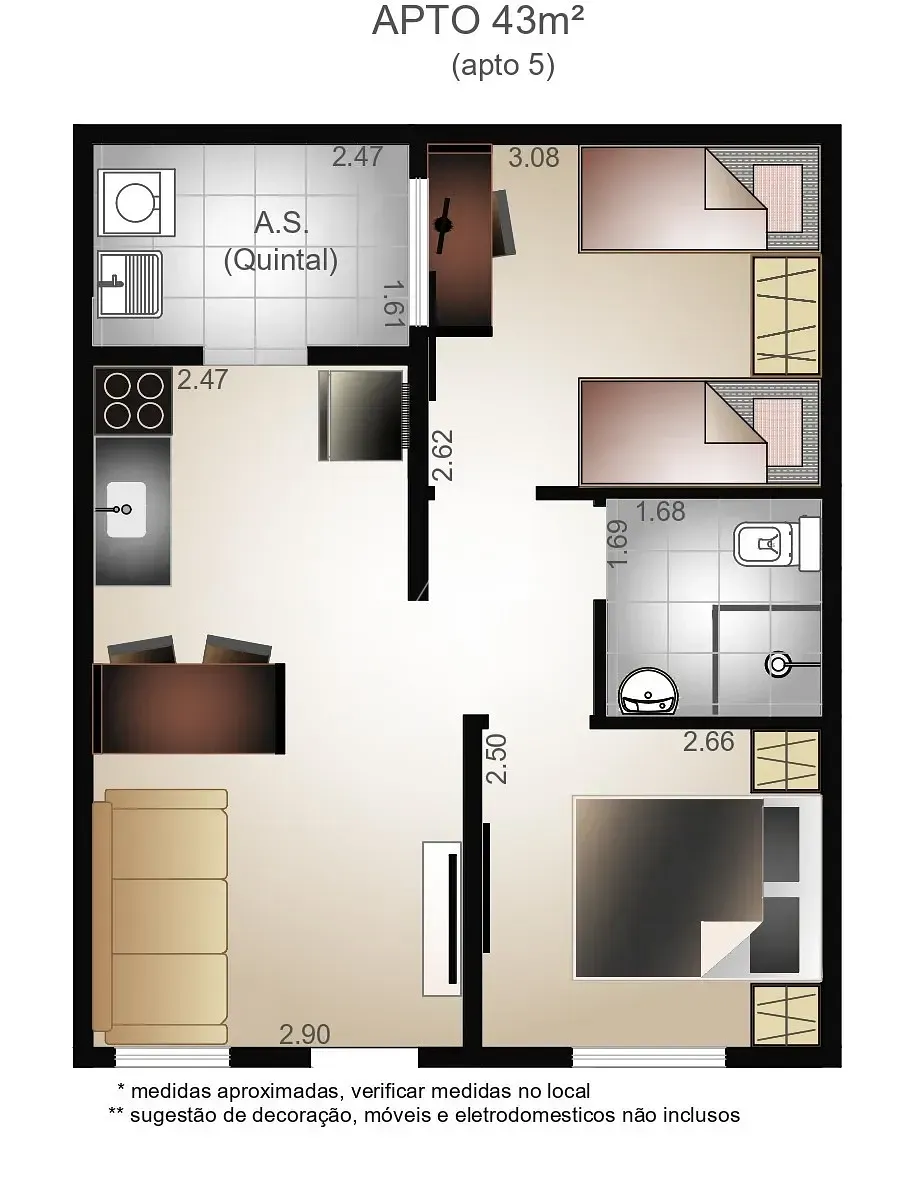 Apartamento, 2 quartos, 35 m² - Foto 8