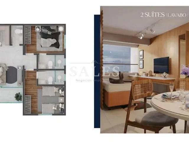 Apartamento com 58m² 2 quartos e 3 banheiros, à venda, no bairro Alto dos Passos em Juiz de Fora
