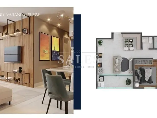Apartamento com 58m² 2 quartos e 3 banheiros, à venda, no bairro Alto dos Passos em Juiz de Fora