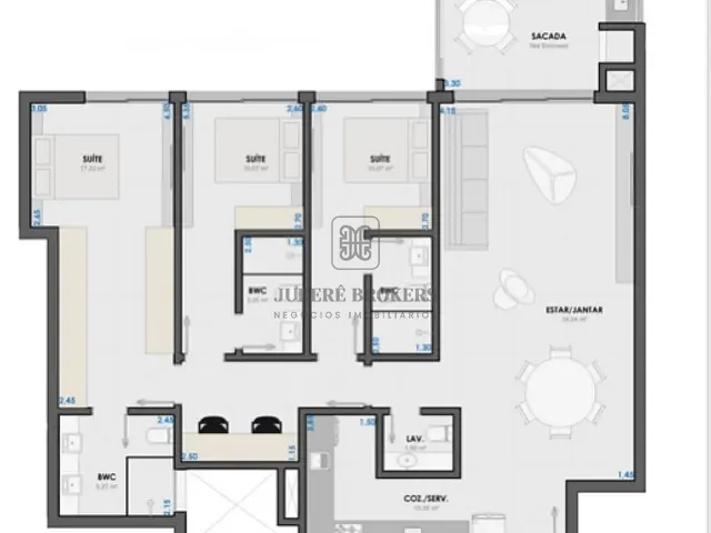 Apartamento 3 quartos e 4 banheiros, à venda, no bairro Jurerê em Florianópolis