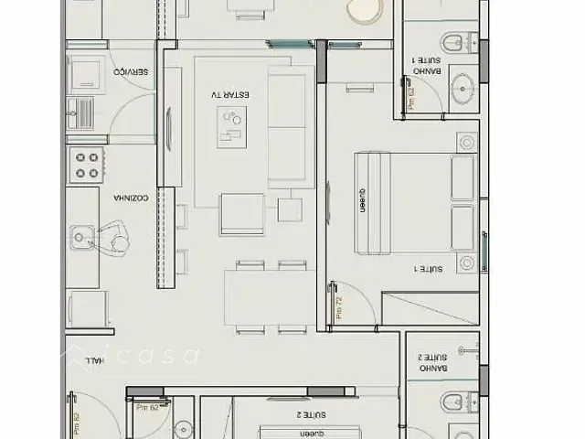 Apartamento com 69m² 2 quartos e 1 banheiro, à venda, no bairro Praia de Itaguá em Ubatuba