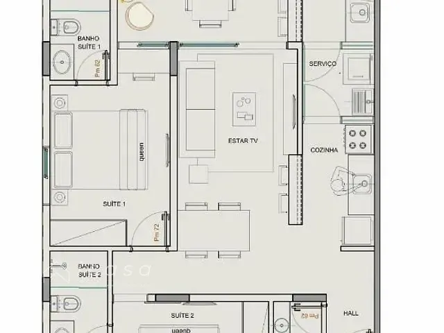 Apartamento com 69m² 2 quartos e 1 banheiro, à venda, no bairro Praia de Itaguá em Ubatuba