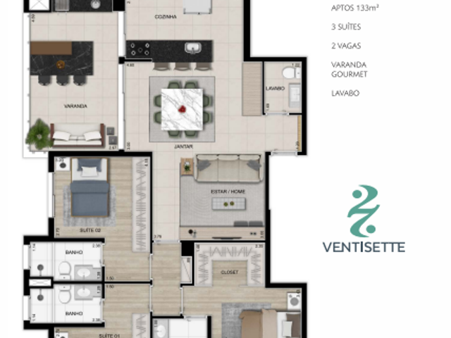 Apartamento 3 quartos e 4 banheiros, à venda, no bairro Cidade Nova em Franca