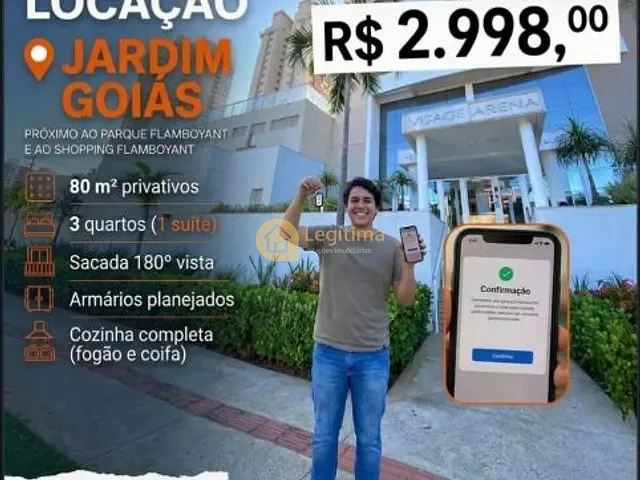 Apartamento com 120m² 3 quartos e 2 banheiros, para alugar, no bairro Jardim Goiás em Goiânia