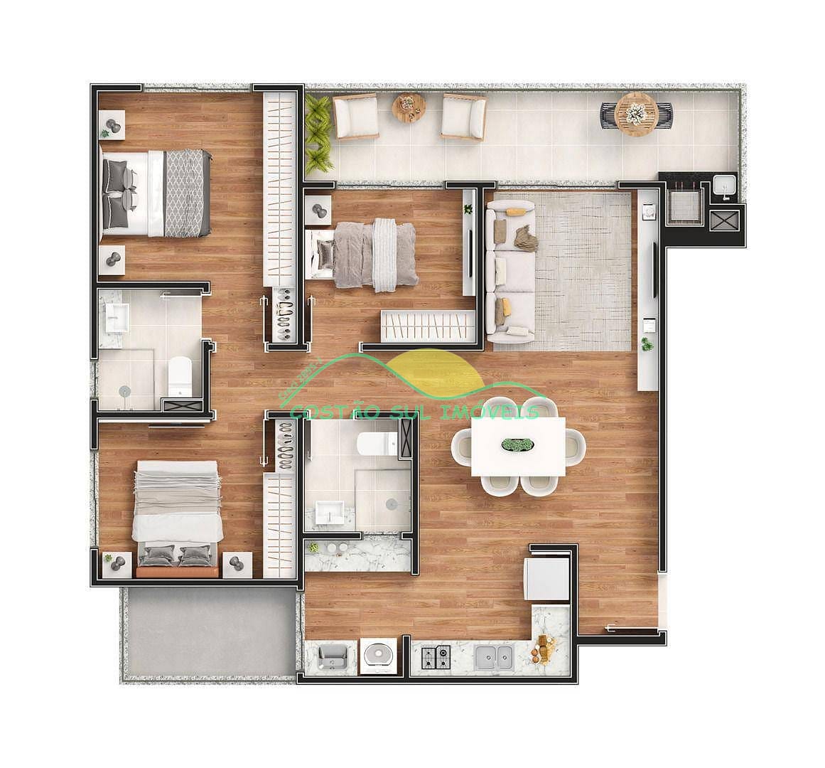 Apartamento à venda com 3 quartos, 101m² - Foto 2
