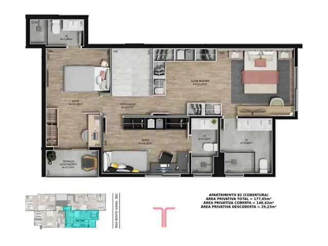 Apartamento 3 quartos e 3 banheiros, à venda, no bairro Água Verde em Curitiba