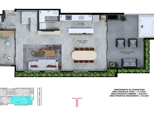 Apartamento 3 quartos e 3 banheiros, à venda, no bairro Água Verde em Curitiba