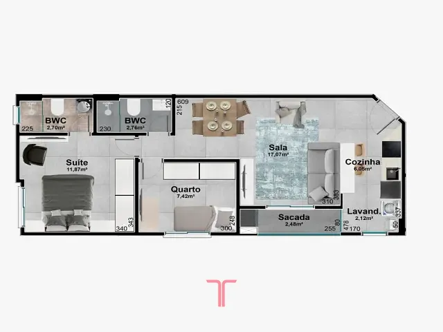 Apartamento 2 quartos e 2 banheiros, à venda, no bairro Água Verde em Curitiba