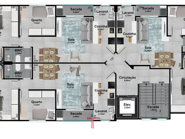 Apartamento 2 quartos e 2 banheiros, à venda, no bairro Água Verde em Curitiba