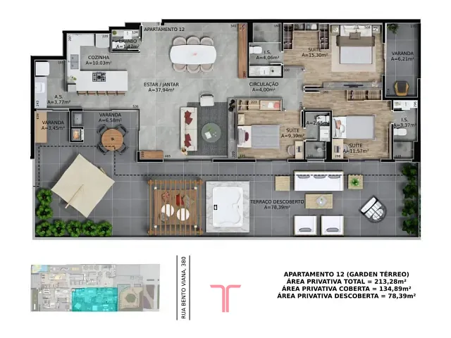 Apartamento 3 quartos e 3 banheiros, à venda, no bairro Água Verde em Curitiba