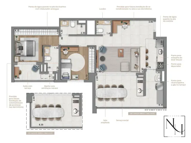 Apartamento com 94m² 2 quartos e 3 banheiros, à venda, no bairro Jardim das Acácias em São Paulo