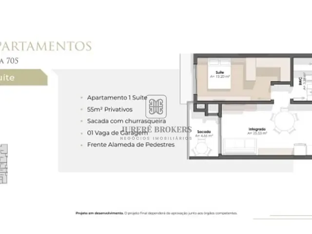 Apartamento 1 quarto e 1 banheiro, à venda, no bairro Jurerê em Florianópolis