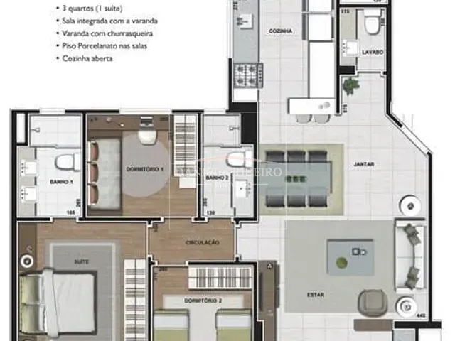 Apartamento 3 quartos e 3 banheiros, à venda, no bairro Guanabara Parque Boulevard em Londrina