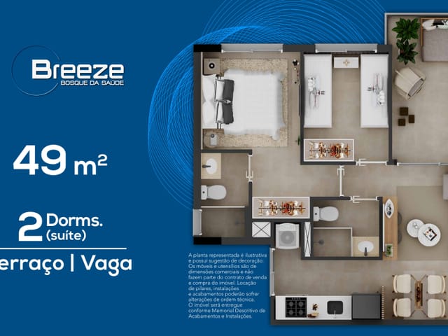 Apartamento 2 quartos e 1 banheiro, à venda, no bairro Bosque da Saúde em São Paulo
