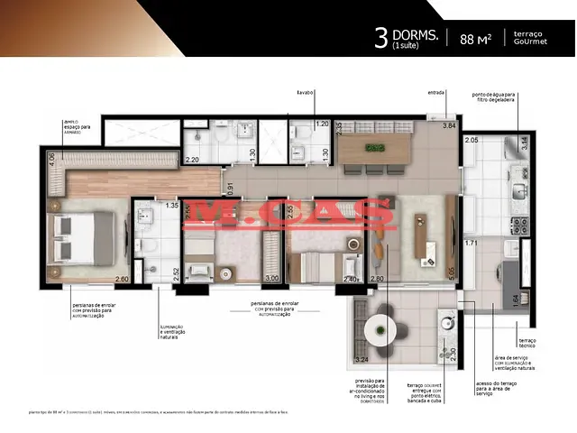 Apartamento com 88m² 3 quartos e 1 banheiro, à venda, no bairro Vila Regente Feijó em São Paulo