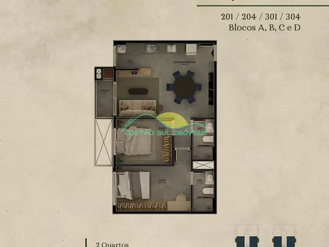Apartamento com 70m² 2 quartos e 2 banheiros, à venda, no bairro Ribeirão da Ilha em Florianópolis