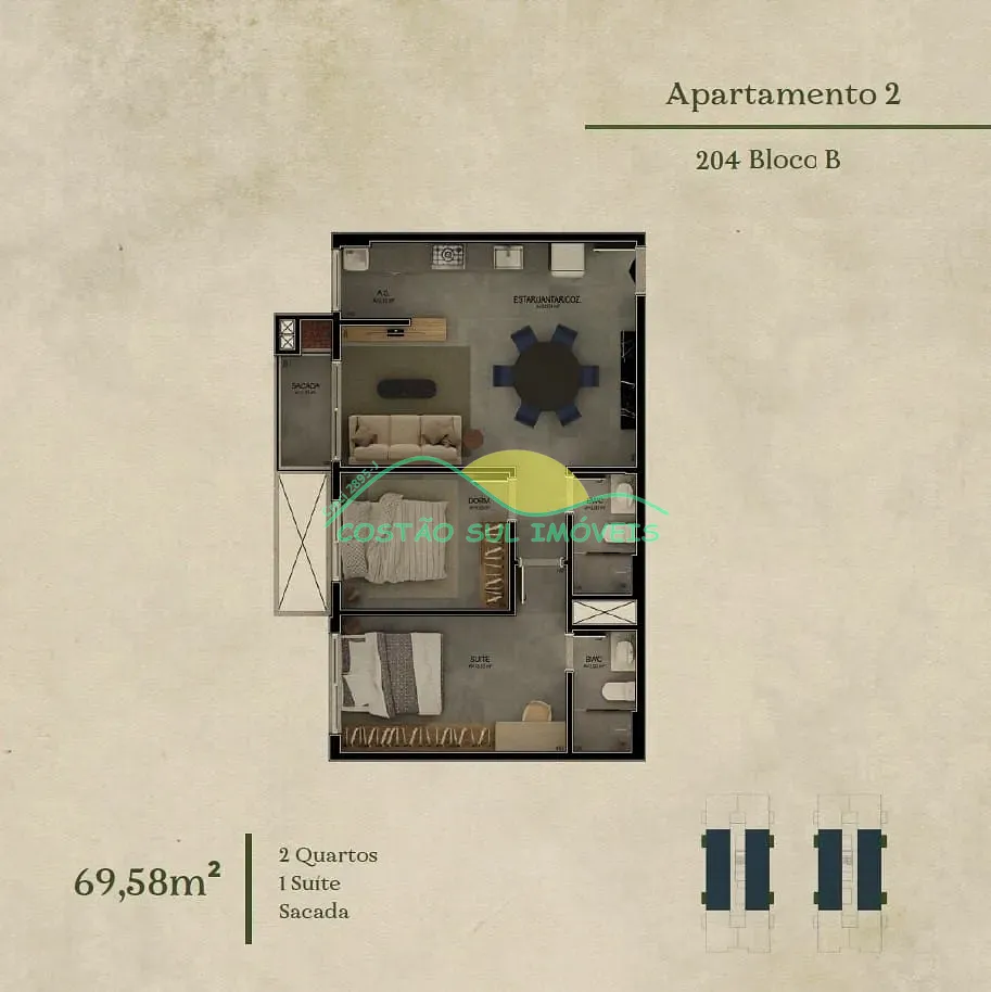Apartamento, 2 quartos, 69 m² - Foto 2