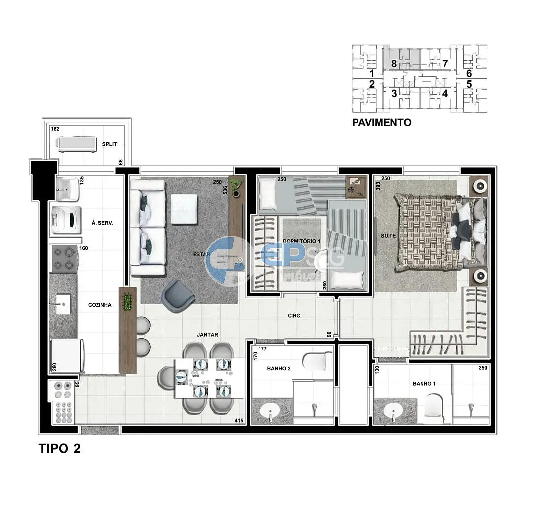 Apartamento, 2 quartos, 57 m² - Foto 2