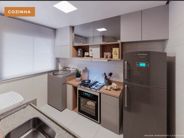 Apartamento com 46m² 2 quartos e 1 banheiro, à venda, no bairro Jardim de Alá (Justinópolis) em Ribeirão das Neves