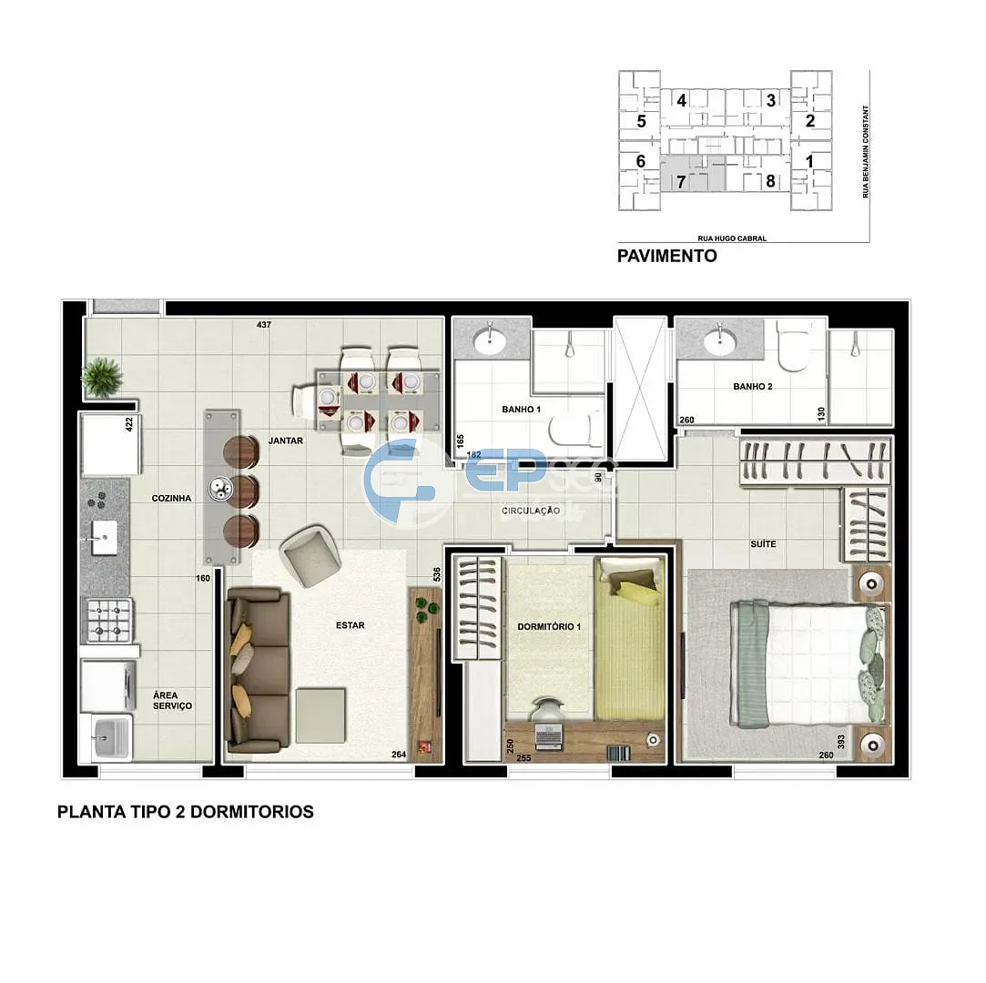 Apartamento, 2 quartos, 56 m² - Foto 2
