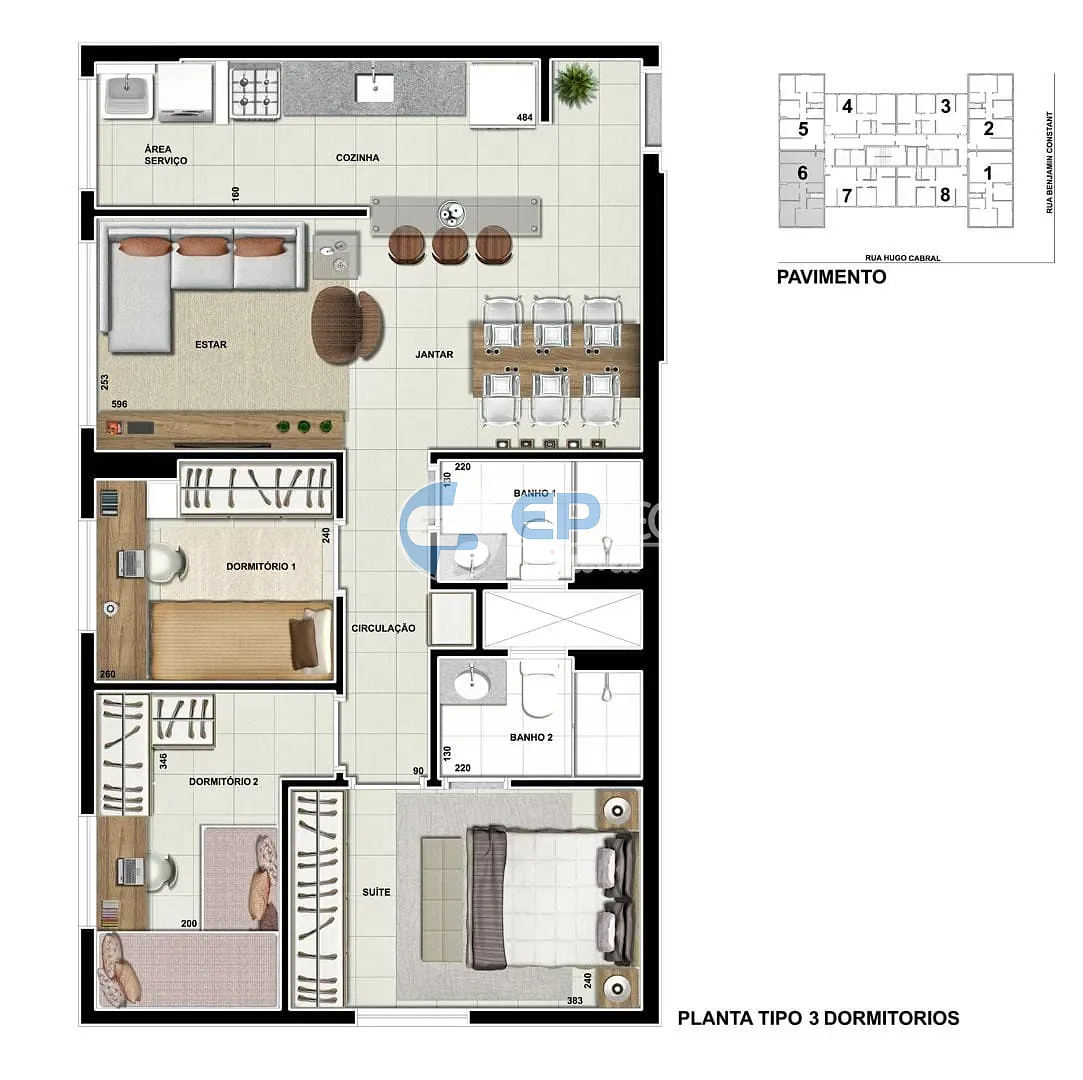 Apartamento, 3 quartos, 66 m² - Foto 2