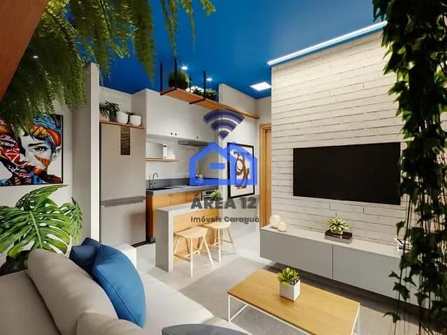 Apartamento com 55m² 1 quarto e 1 banheiro, à venda, no bairro Praia das Palmeiras em Caraguatatuba