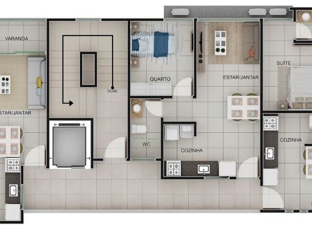 Apartamento 2 quartos e 1 banheiro, à venda, no bairro Bessa em João Pessoa