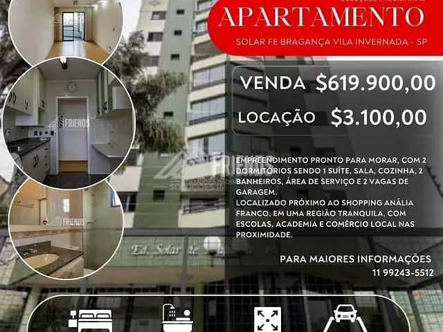 Apartamento com 55m² 2 quartos e 2 banheiros, à venda ou para alugar, no bairro Vila Invernada em São Paulo