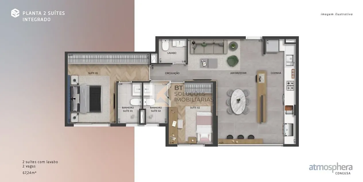 Apartamento, 2 quartos, 67 m² - Foto 2