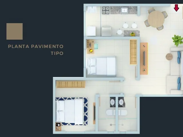 Apartamento com 52m² 2 quartos e 1 banheiro, à venda, no bairro Santa Mônica em Belo Horizonte