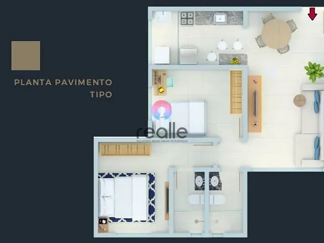 Apartamento com 52m² 2 quartos e 1 banheiro, à venda, no bairro Santa Mônica em Belo Horizonte