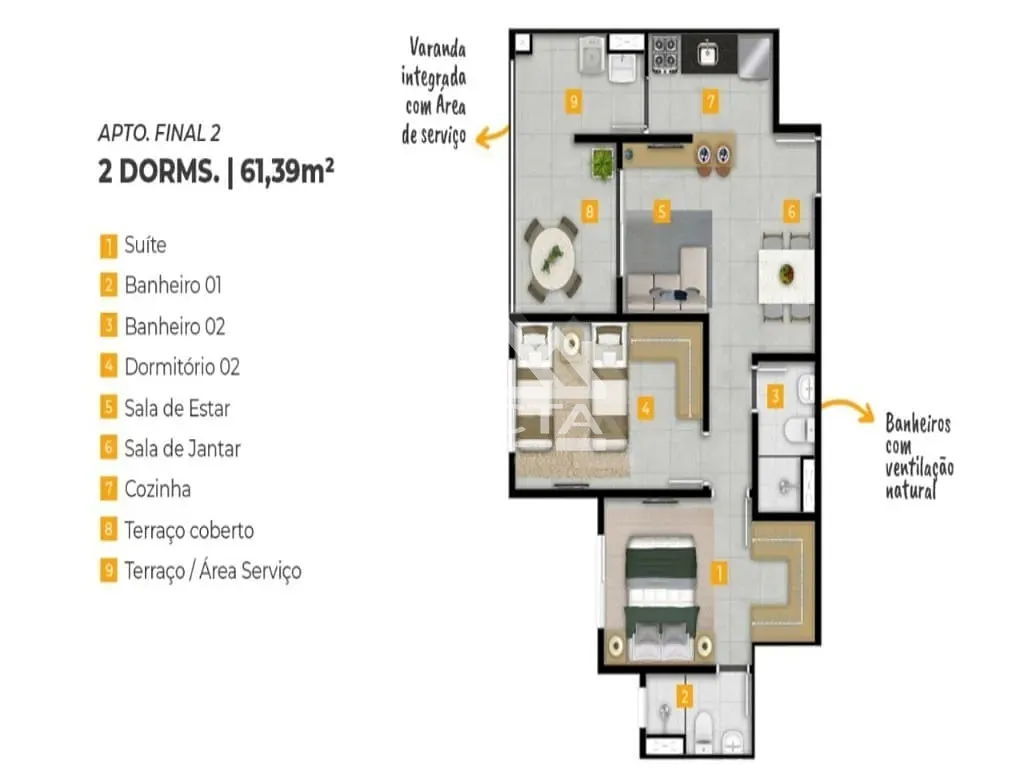 Apartamento, 2 quartos, 61 m² - Foto 9