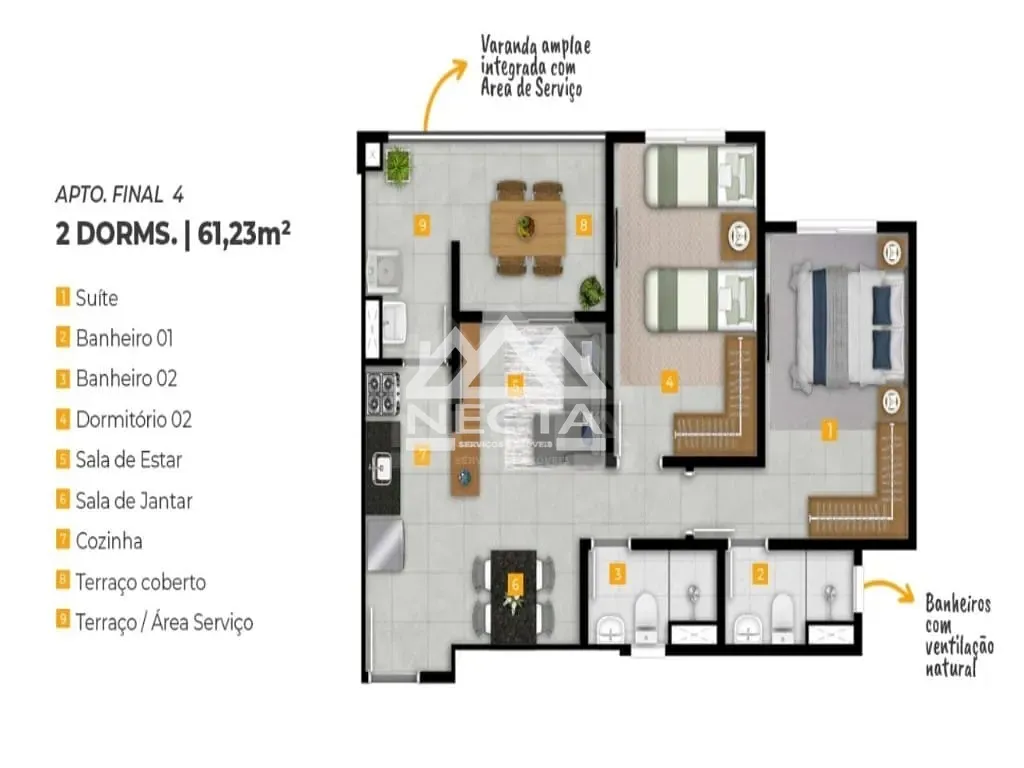 Apartamento, 2 quartos, 61 m² - Foto 7