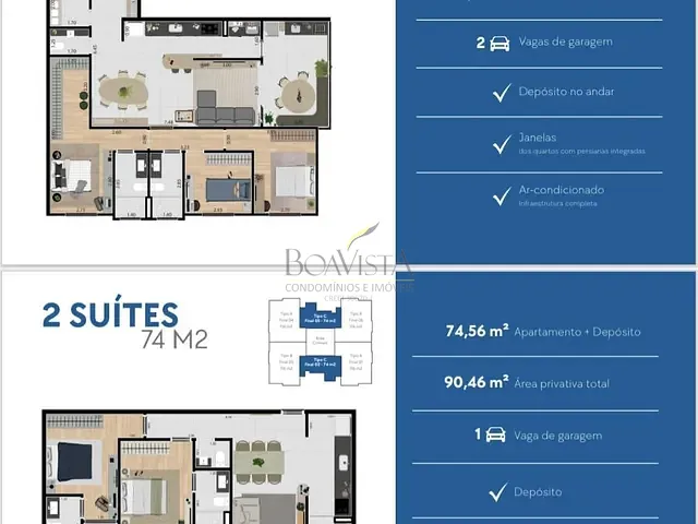 Apartamento 2 quartos e 3 banheiros, à venda, no bairro Vila Gardênia em Atibaia