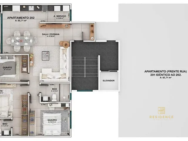 Apartamento 3 quartos e 2 banheiros, à venda, no bairro Jardim Belvedere em Volta Redonda
