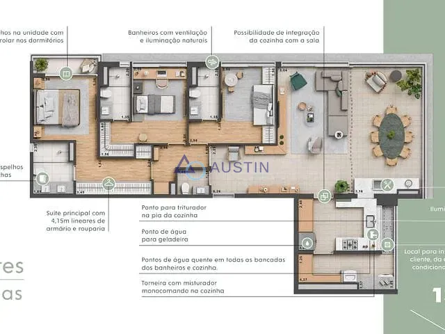 Apartamento com 134m² 3 quartos e 3 banheiros, à venda, no bairro Pinheiros em São Paulo