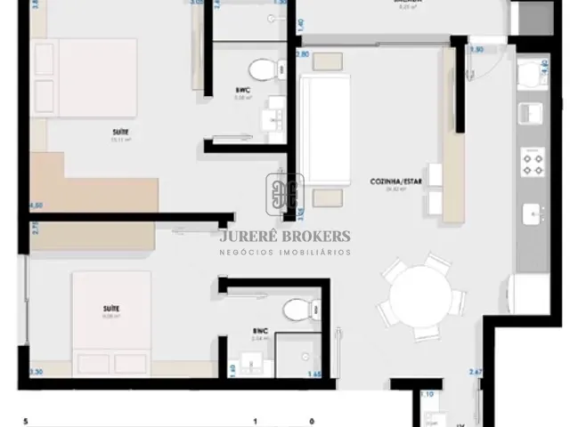 Apartamento 2 quartos e 3 banheiros, à venda, no bairro Jurerê em Florianópolis